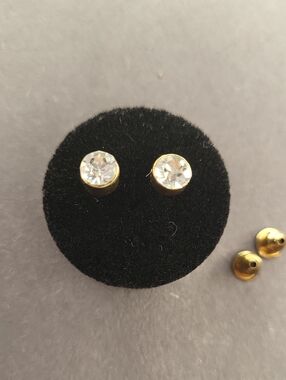 Gold Crystal Stud Earrings